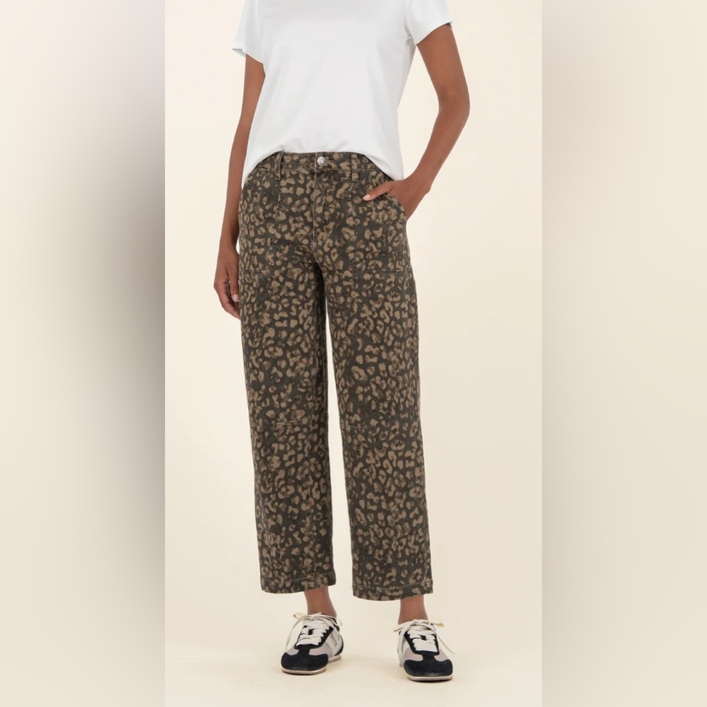 Kut From the Kloth Leopard Print Wide-Leg Pants
